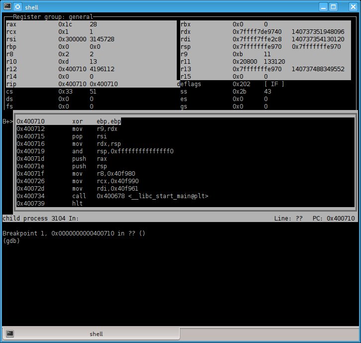 GDB with asm and regs layout